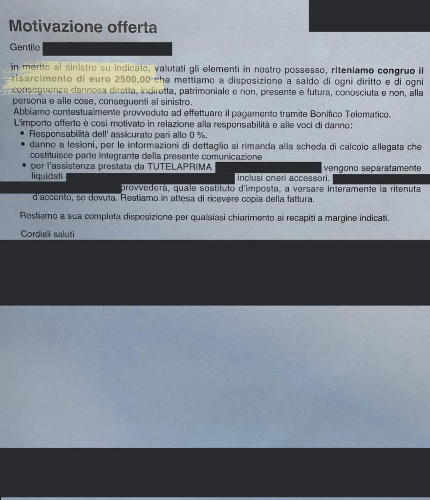 risarcimento danno fisico conducente